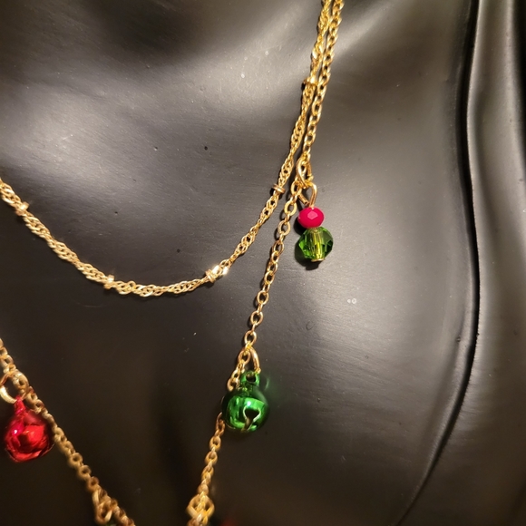 2/$20 X-Mas Snowflake & Bells Dangle Necklace - Picture 4 of 5
